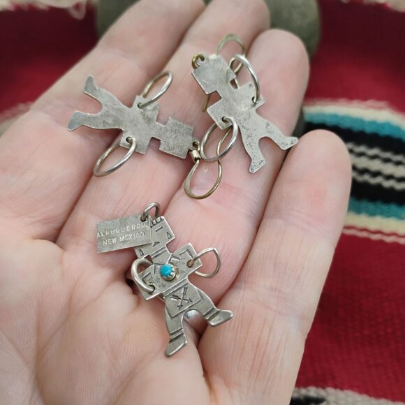 Vtg Native Bell Trading Kachina Hoop Dancer Earrings Pendant Set Sterling Silver - Picture 7 of 8